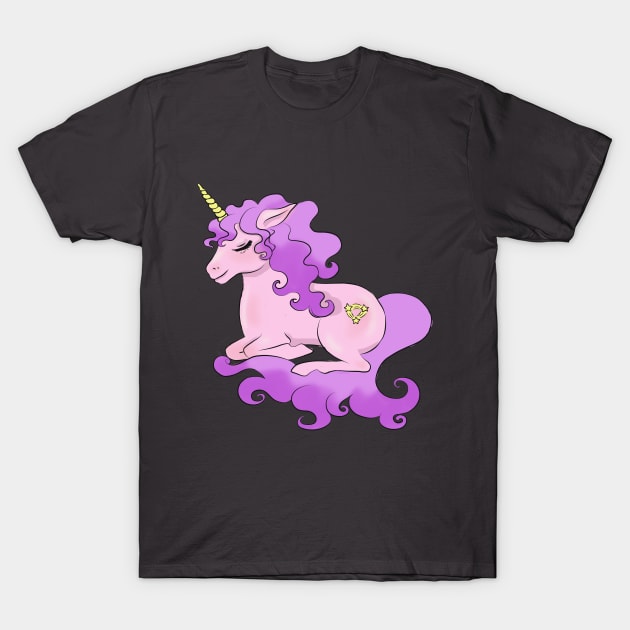 Purple and golden sparkle unicorn T-Shirt by CintiaSand